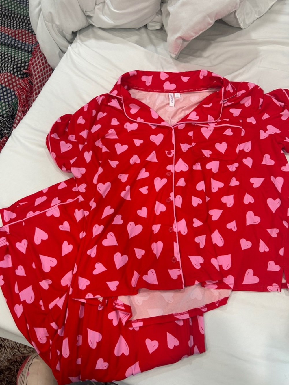 Women’s Red and Pink Heart Pajama Set